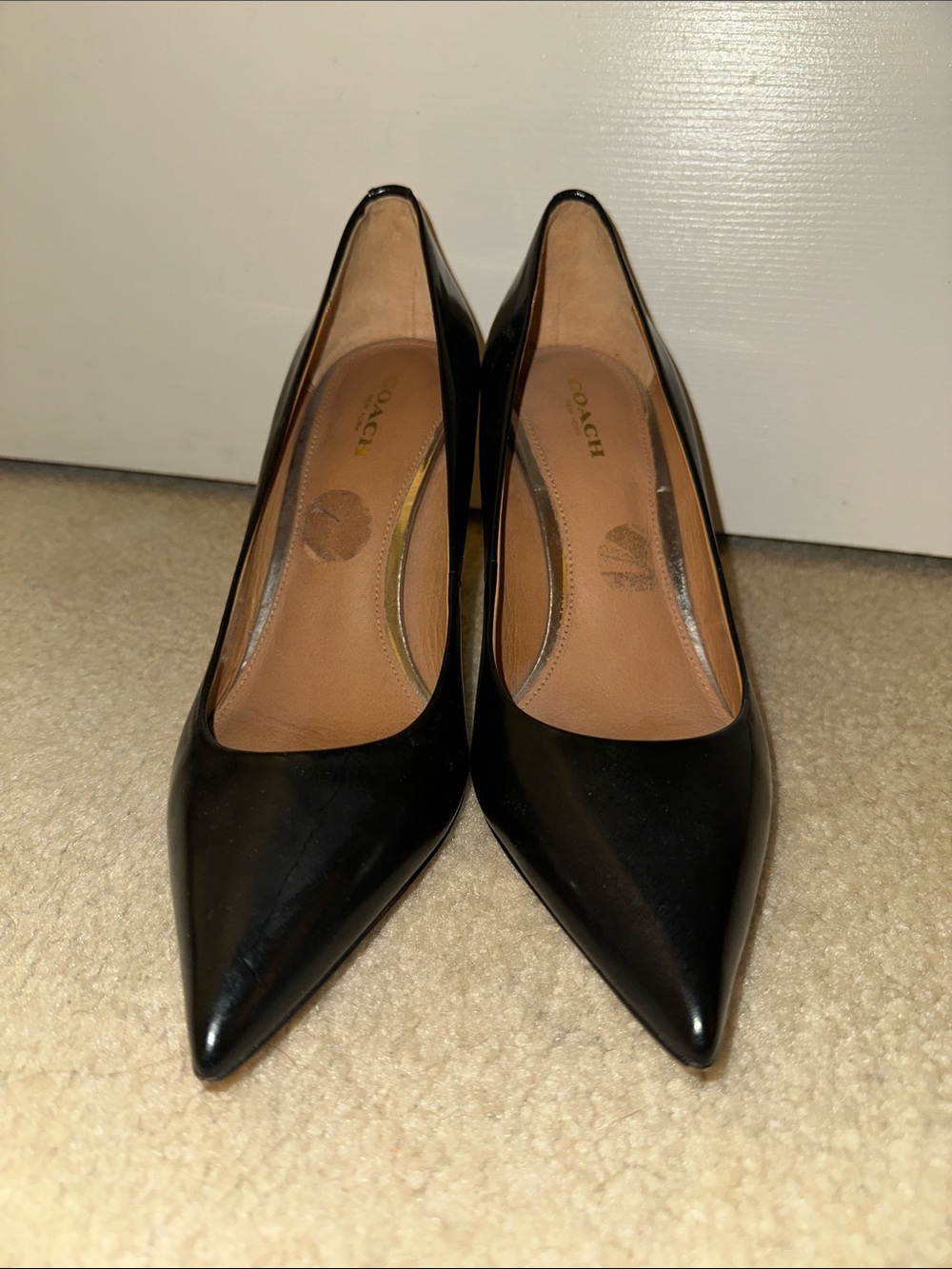 Coach Black Patent Leather Pointed Toe Heels